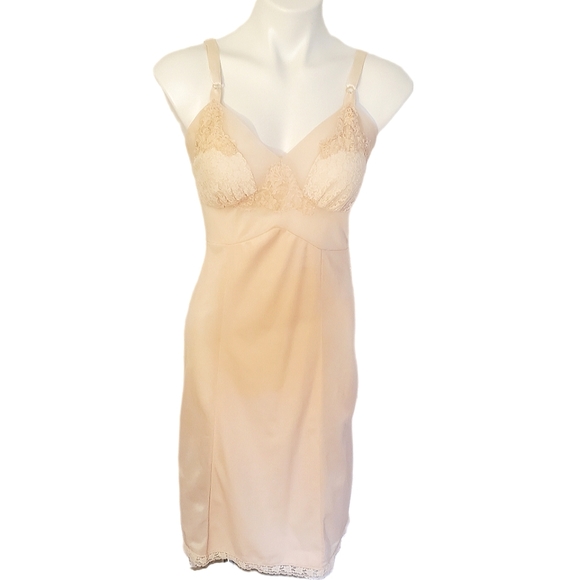Intimates & Sleepwear Vintage 195s 1960s Texsheen Silky Nylon Light Peach Cream Lace Slip